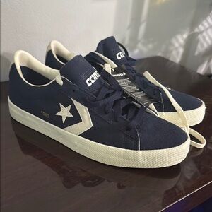 Converse Blue and Cream Pro Leather Sneakers
